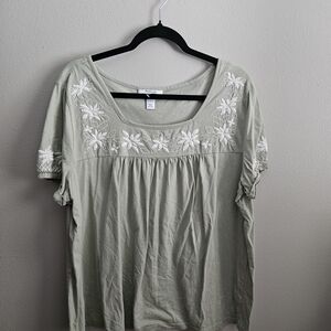 Embroidered Sage Green Women's Top
